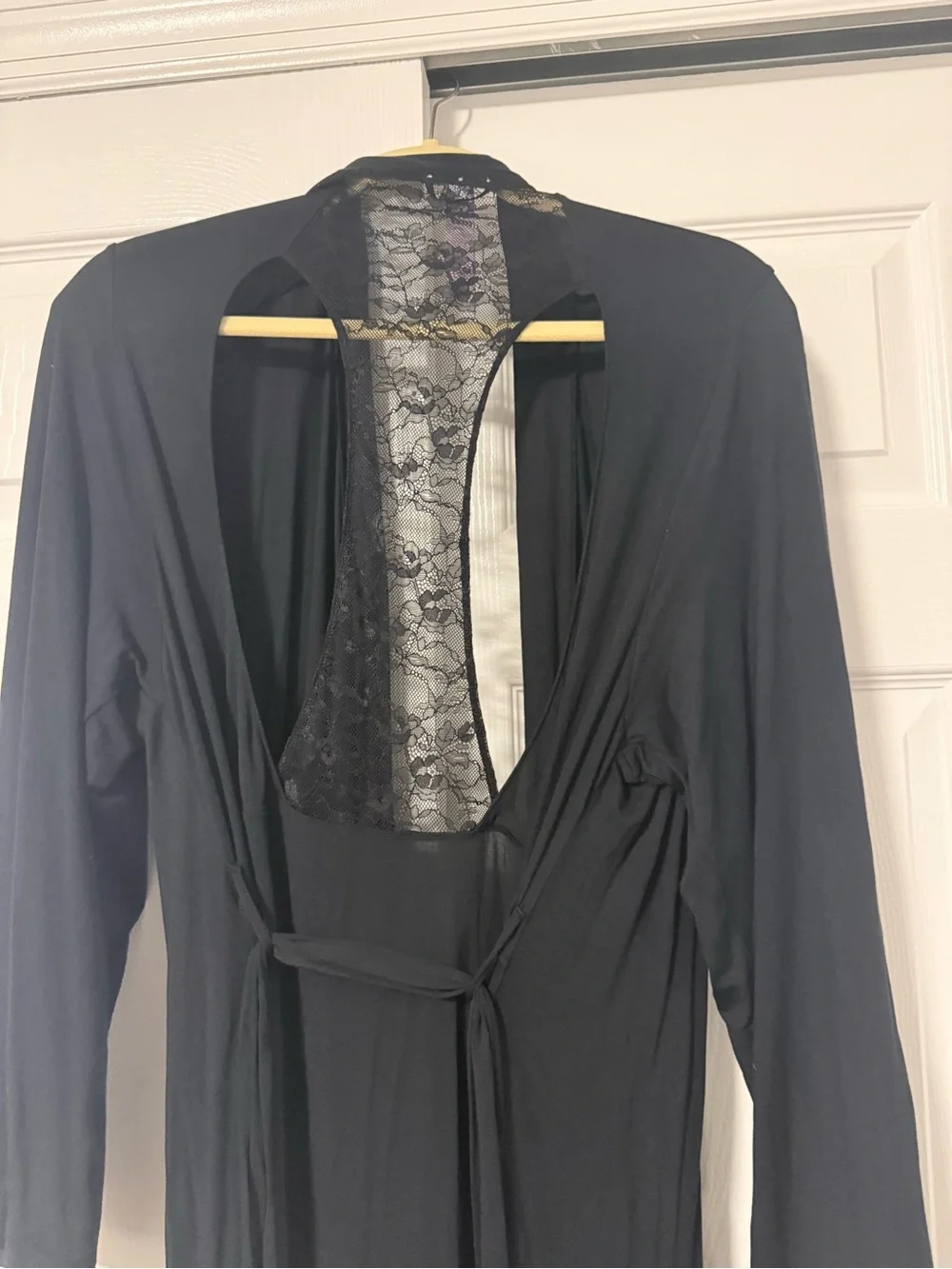 Never Worn Savage X Fenty Black Modal Lace Back Maxi Robe M/L